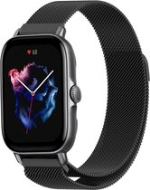 Stalen, Milanees Smartwatch bandje - Geschikt voor  Amazfit GTS 3 Milanese band - zwart - Strap-it Horlogeband / Polsband / Armband