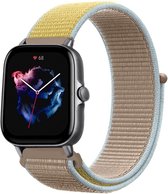 Nylon Smartwatch bandje - Geschikt voor  Amazfit GTS 3 nylon band - camel - Strap-it Horlogeband / Polsband / Armband