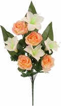 kunstboeket Roos Lelie 55 x 8 cm oranje/beige