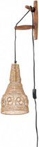 wandlamp Alen 28 x 17 cm hout 60W goud/bruin