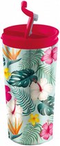 thermosbeker Tropical dubbelwandig 350 ml RVS aqua