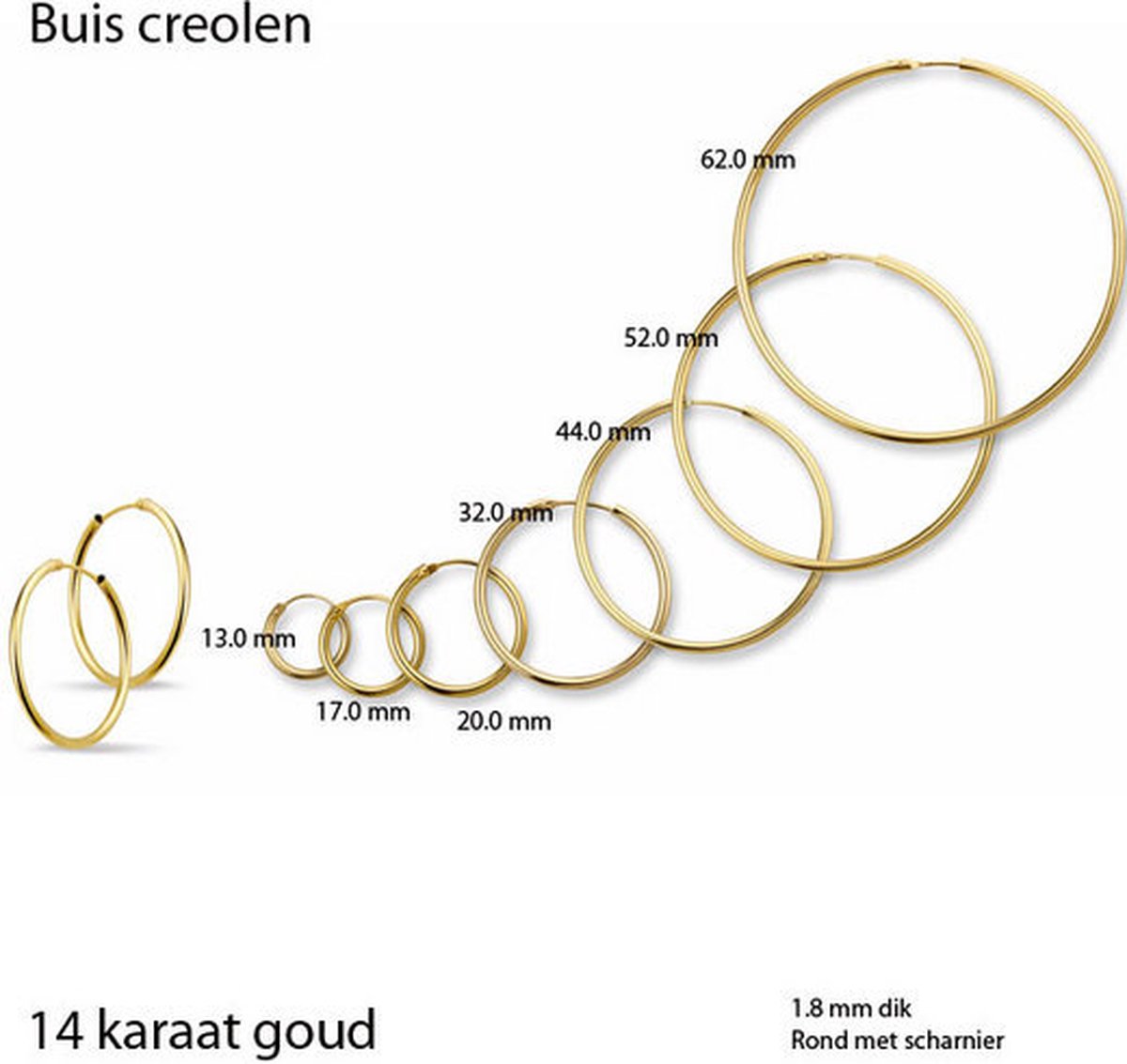 The Jewelry Collection oorringen Ronde Buis - Geelgoud