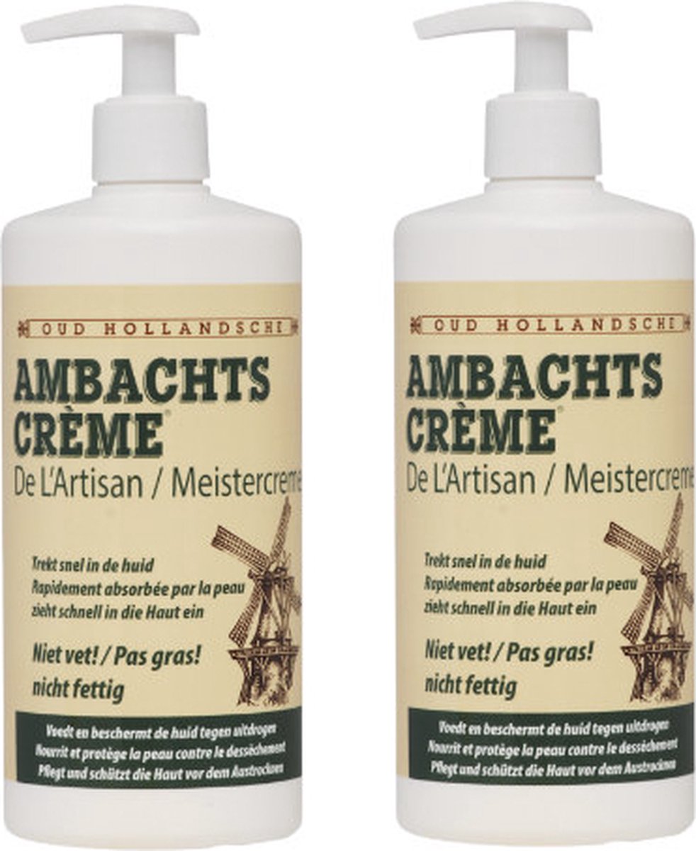 Ambachtscrème 450ml 2x, cosmetica, droge handen, ruwe en schrale handen, droge voeten, ruwe voeten, overmatig eelt, eeltcreme, voetencrème voor zeer droge voeten-voetencreme kloven-aftersun