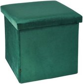 opbergbox/ poef 38 cm 55 liter fluweel groen