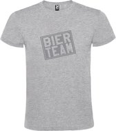 Grijs  T shirt met  print van "Bier team " print Zilver size L