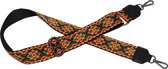 STUDIO Ivana - Gekleurde tassenband 5 cm - retro print oranje/groen/zwart - Brede bagstrap met borduursel