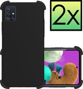 Samsung Galaxy A51 Hoesje Zwart Cover Shock Proof Case Hoes 2 stuks