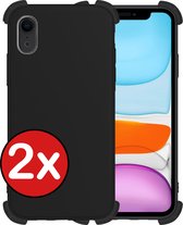 Hoes voor iPhone XR Hoesje Siliconen Shock Proof Case - Hoes voor iPhone XR Hoes Cover Case Shockproof - 2 stuks - Zwart