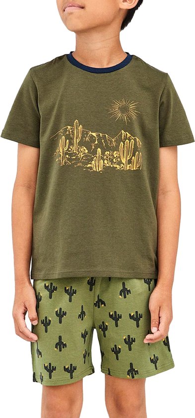 Name it boys Pyjama short - Olive Night - Cactus - 116 - Vert