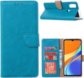LuxeBass Hoesje geschikt voor Xiaomi Redmi 9C - Bookcase Turquoise - portemonnee hoesje - telefoonhoes - gsm hoes - telefoonhoesjes