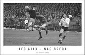 Walljar - Poster Ajax met lijst - Voetbal - Amsterdam - Eredivisie - Zwart wit - AFC Ajax - NAC Breda '62 - 70 x 100 cm - Zwart wit poster met lijst