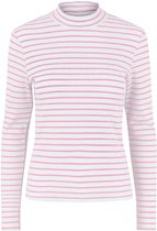 Pieces T-shirt Pcvoma Ls High Neck Top Bc 17124353 Bright White/ Prisma Pink Dames Maat - XS