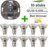 GU10 LED lamp - 10 pack - 5.5W - Dim to warm dimbaar 2200K-3000K + LED dimmer 0-175W