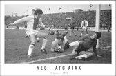 Walljar - Poster Ajax met lijst - Voetbalteam - Amsterdam - Eredivisie - Zwart wit - NEC - AFC Ajax '70 - 70 x 100 cm - Zwart wit poster met lijst