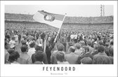 Walljar - Feyenoord supporters '71 - Zwart wit poster met lijst