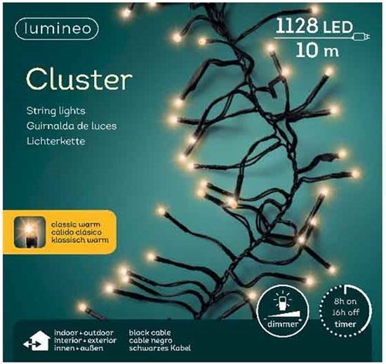 aankleden Nylon Verouderd Cluster Lights 1128led 10m classic warm | Lumineo 494693 | bol.com