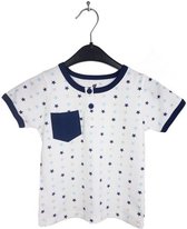 set van 2x Lullaby t-shirt wit donkerblauw 18-24 mnd