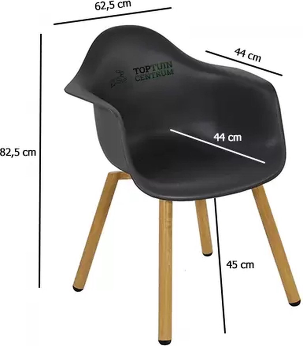 Lesli Living Chaise bistrot Montreux - Noir - 62,5x44x82,5cm - Set de 4