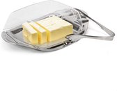 Beurrier avec couvercle - Ensemble de beurriers - Y compris une pince à beurre ! - Récipient à beurre de cuisson - Boîte de conservation du beurre - Acier inoxydable - 23 x 11 cm - Argent