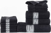 Homéé 15 delige baddoekenset Essentials 1 badlaken 2 handdoeken 6 gastendoekjes 6 washandjes zwart 100% katoen 550g. m²