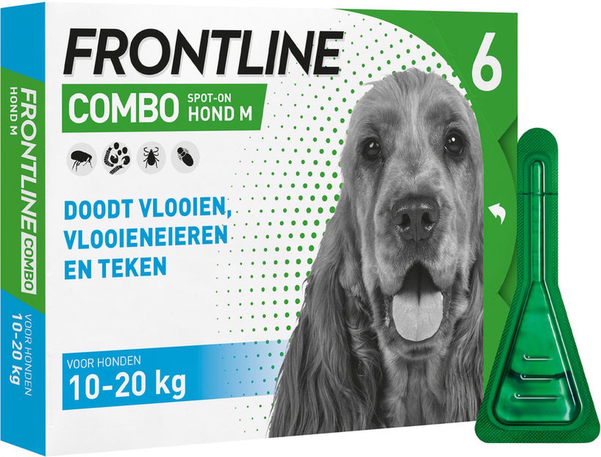 Frontline Combo - M: de 10 à 20 kg - Anti puces et tiques - Chien - 6  pipettes | bol.com