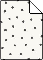 Proefstaal Origin Wallcoverings behang stippen glanzend wit en zwart - 347699 - 26,5 x 21 cm