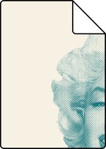 Proefstaal Origin Wallcoverings behang Marilyn Monroe wit en turquoise - 326349 - 26,5 x 21 cm