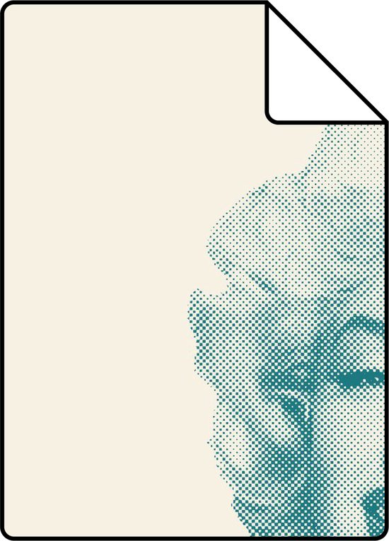 Proefstaal Origin Wallcoverings behangpapier Marilyn Monroe wit en turquoise - 26,5 x 21 cm - 326349-S