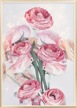 Poster Met Metaal Gouden Lijst - Pastel Boterbloemen Poster