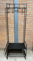 Kapstok/Schoenenrek - Industrieel - Metaal/MDF -  61 x 33 x 168 cm - Schoenen - Jassen - Tassen