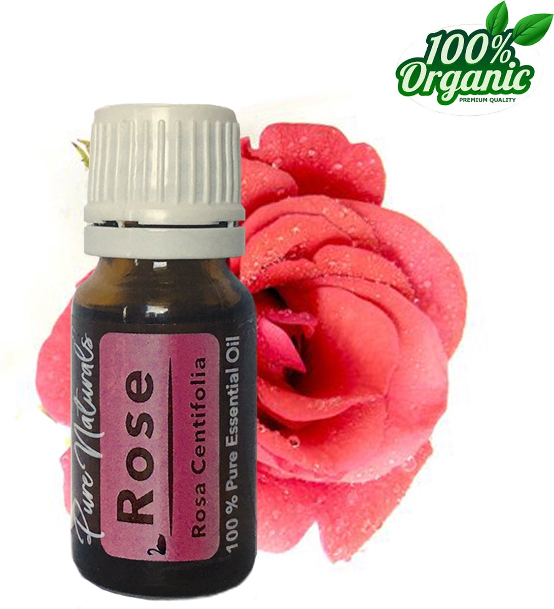 Goedkoopste Roos etherische Olie 10 ml | Rose Oil | 100 PUUR | Bio | Essentiële olie Aromatherapie | Olie diffuser | Geschikt voor inname | Pure Naturals