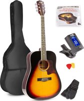 Bol.com Akoestische gitaar voor beginners - MAX SoloJam Western gitaar - incl. gitaar stemapparaat gitaartas en 2x plectrum - Su... aanbieding