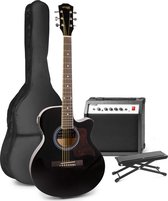 Bol.com Elektrisch akoestische gitaar - MAX ShowKit gitaarset met 40W gitaar versterker gitaar voetenbankje gitaar stemapparaat ... aanbieding