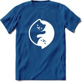 Ying Yang Sleepy Kat - Katten T-Shirt Kleding Cadeau | Dames - Heren - Unisex | Dieren shirt | Grappig Verjaardag kado | Tshirt Met Print | - Donker Blauw - M