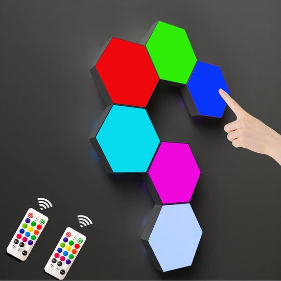 Hexagon Led Lights Touch - Batterij Led Verlichting Strips – RGB Led Paneel  Dimbaar -... | bol.com