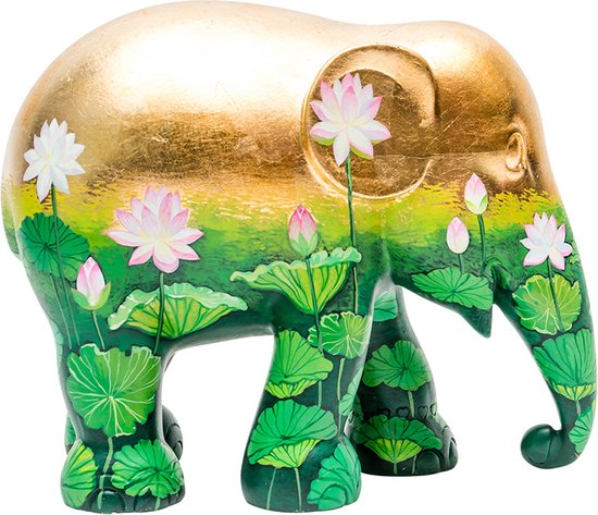 Elephant Parade - Golden Lotus - Handgemaakt Olifanten Beeldje - 10cm