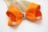 Haarstrik Koningsdag - Vinyl Satijn extra groot - Oranje - NLvlag - clip - Bows and Flowers