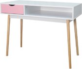 Luxiqo® Modern Bureau met Lade – Laptop Bureau – Computer Bureau – Bureau met Opbergruimte – Wit, Roze – 100 x 50 x 80 cm