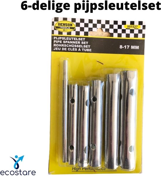 BENSON® - Roestbestendige pijpsleutelset - 6-delig - Maten 8-17 mm - Pijpsleutel