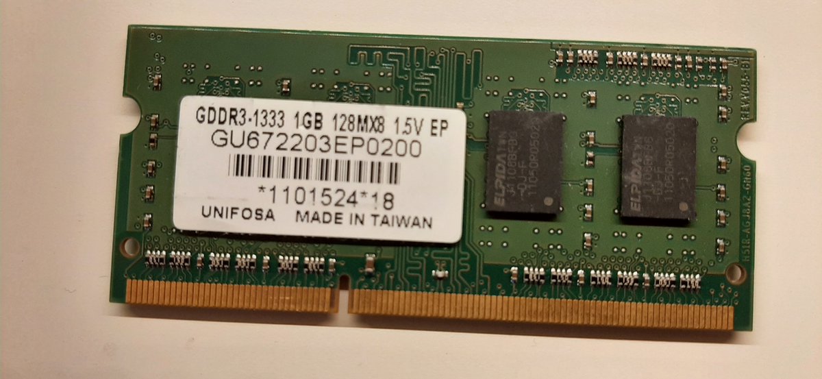 unifosa 1 GB DDR3 128MX8 PC3-10600s-cl9 s0dimm laptop geheugen