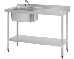 Vogue Spoeltafel Enkele Spoelbak Afdruiprek Rechts - Vogue DY820 - Horeca & Professioneel