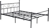 Homesse Sierlijke Bedframe - Bed - Bedframe - Tweepersoons - Matras - 140x200 - Zwart