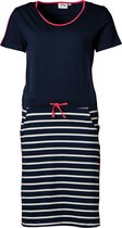 Dames jurk Marine/witte strepen en rood accent |