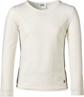Meisjes shirt basic offwhite lange mouw  met marine accenten | Maat 152/ 12Y