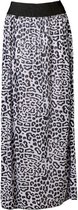 Dames plooirok panter print 08 lang brede band  - zwart/wit | Maat Onze size, XS-XL