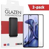 2-pack BMAX geschikt voor Xiaomi 11T Screenprotector van gehard glas - Full Cover - Beschermglas 2 stuks - Tempered glass - Telefoonglaasje volledige dekking - Glasplaatje - Glazen screen protector - Case Friendly - Zwart