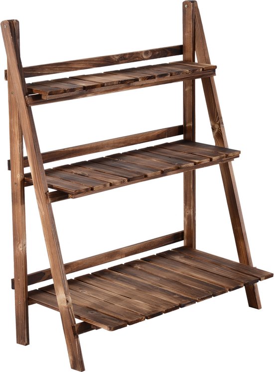 Outsunny Plantenetagere bloementrap bloemenbank plantenrek standaard 3 trappen vurenhout 845-112