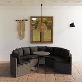 7-delige Loungeset met kussens poly rattan grijs