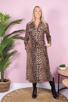 Travelstof Jurk Leopard Camel L