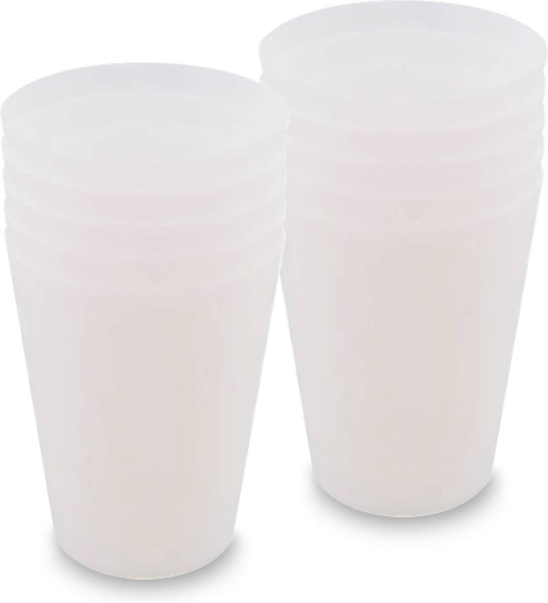 In Round Herbruikbare Plastic Drink bekers – 10 Stuks – Wit